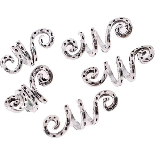 5pcs Charms Metal Silver Viking Spiral Hair Braid Dread Beard Dreadlock Beads Rings Tube Clips For Hair Accessories