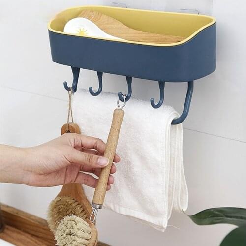 Bathroom Shelves Shelf Free Punch Wall Corner Holder With Hook Kitchen Storage Rack Organizer Wall Mounted Shower Holder Accesso