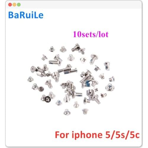 BaRuiLe 10sets Full Screw Set for iPhone 5 5c Complete screw kit with 2 Bottom Screws for iphone 5S Repair Bolts Parts