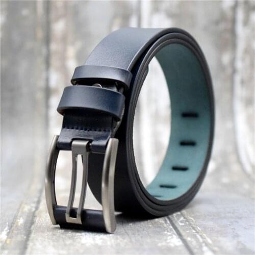 Men Belt Cow Leather Black/blue/coffee/green/red Alloy Pin Buckle Designer Belt for Men Fashionable Male Waist BeltS 90-130CM