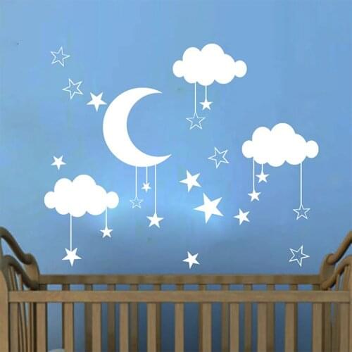Moon Stars Clouds Baby & Kids Room Adhesive Nursery Pvc Home Decor Self Adhesive Wall Paper Foil 2021 Landscape Trend