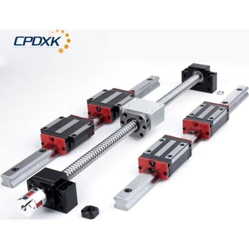 Ball Screw sfu 1204+square linear rail HGR20+Linear Carriage Block HGH20CA or HGW20CC BKBF10+sfu1204 nut housing+Coupling for