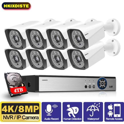 HKIXDISTE H.265 4CH DVR CCTV System 4 Channel 5.0 MP IR Outdoor Security Cameras 1080P HDMI TVI CCTV DVR 5.0MP Surveillance Kit