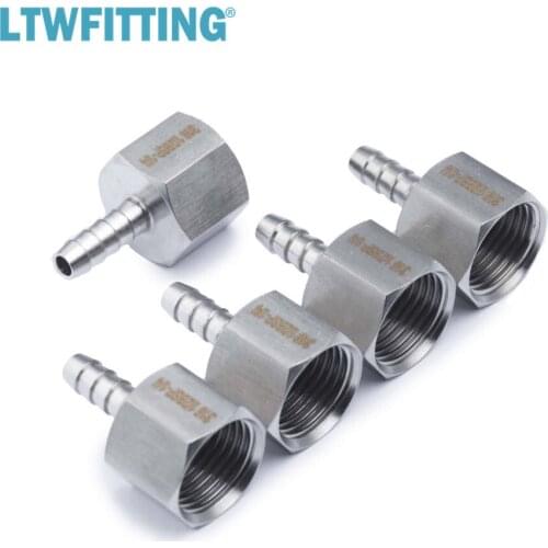 LTWFITTING Stainless Steel 316 BSP Fitting Coupler/Adapter 1/2-Inch Female BSPP x 1/4-Inch(6mm) Hose Barb Fuel Gas