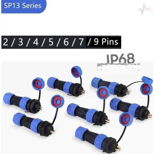 SP13 Aviation Connector Docking Butt Socket Type Plug Flange IP68 Water-Proof Heavy Current Outdoor 2 3 4 5 6 7 9 Pins SP 13