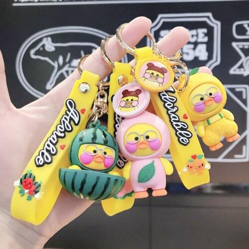 Cute Cartoon Fruit Little Yellow Duck Doll Keychain Car Pendant Male And Female Student Schoolbag Pendant Fashion Jewelry