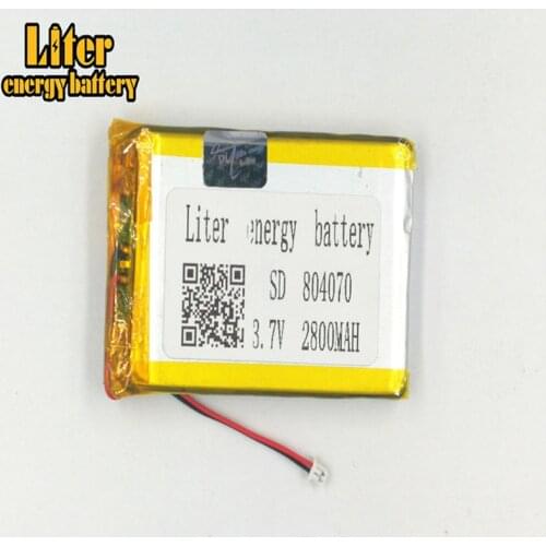 1.25MM 2pin connector 3.7V 804070 2800mah Lipo battery, e-books GPS PDA Recreational machines power bank Rechargeable Battery