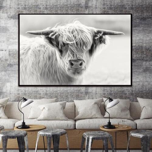 Nordic Yak Oxen Highland Cattle Abstract Poster Nordic Canvas Print Wall Art Painting Modern Picture for Living Room home Decor