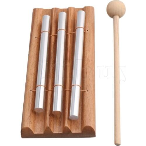 Yibuy 3 Tone Wooden Woodstock Instrument Energy Chime with Mallet and 3 Tube