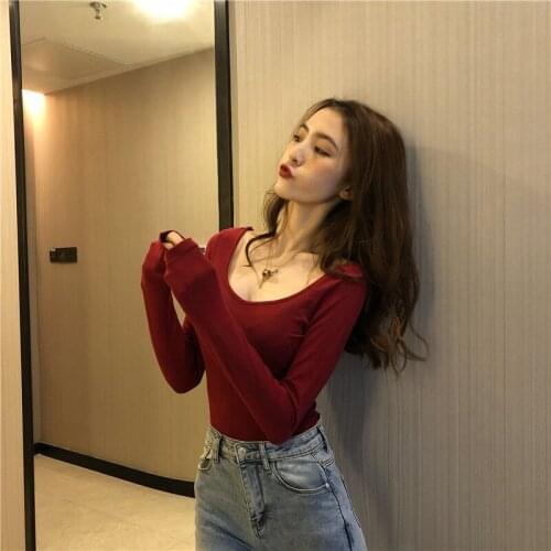 T-shirt Sexy Backless Hollow Bottomed Shirt Long Sleeve T-shirt Slim Fit Slim Top Fashion Women Clothing Womens Tops And Blouses