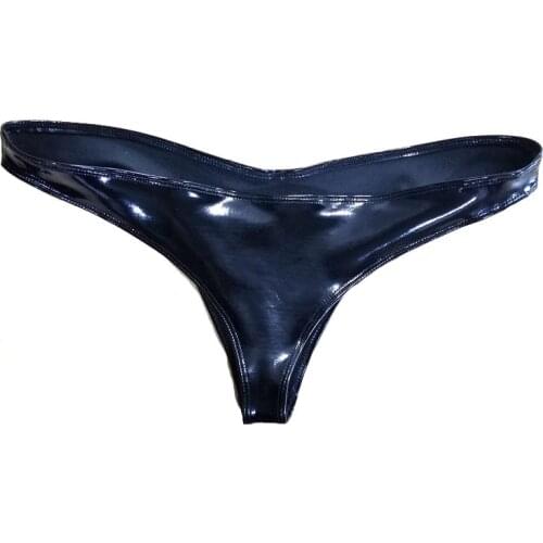Women Panties Sexy Fetish Latex Panties Low Waisted G-String Panties Erotic Lingerie T-Back Thong Latex Underwear Plus Size