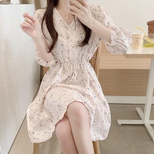 2021 New Flower Print Summer Dress Evening Long Vintage Dresses Oversize Short Sleeve Beach Women Dress Robe Vestido