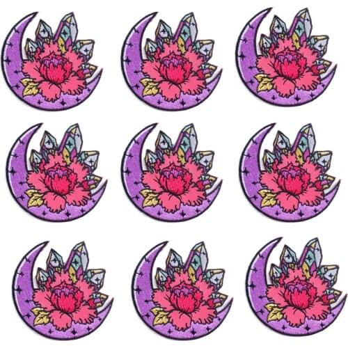 Moon Diamond Flower Patch Iron On PatchesJacket Badge Cheap 10PCS Set Patches For Clothing Ornament Handicraft DIY Accessories