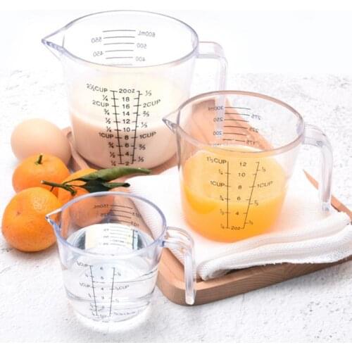 150/300/600ml Handle Water Milk Egg Scale Transparent Color Plastic Measuring Cup large Volume Meter Graduated Measuring Cup