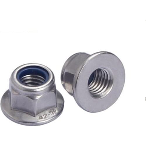 2-10PCS M3 M4 M5 M6 M8 M10 M12 Stainless steel nylon lock hex flange nuts