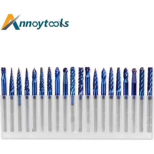 20pcs 3mm Rotary Burrs Set Nano Blue Coating Carbide Router Rasps Single flute and Double fluted blade File