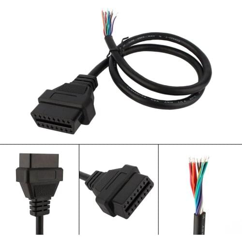 Free Shipping 5pcs/lot OBD2 16pin Female Connector to Open OBD Cable OBDII OBD-ii ODB2 16 Pin OBD 2 Adaptor 30cm Length Hot Sale