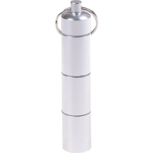 1Pcs 4 Grids Pill Box Case Portable Waterproof Aluminum Drug Holder Container Health Care Keychain Medicine Box New