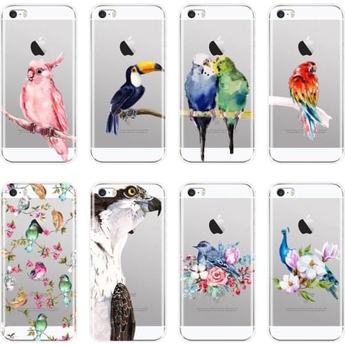 Phone Case For iPhone 5 5C 5S SE 4 4S Silicone Soft Eagle Bird Flower Peacock Animal Kawaii Back Cover For Apple iPhone 4 5 S