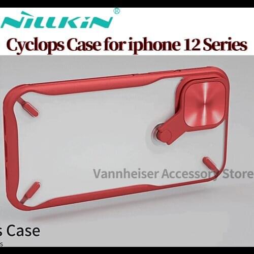Nillkin For iPhone 12 Mini Pro Max Case PC+TPU Phone Stand Holder Protect Camera Anti-Fall Lens Cap Cover For iPhone12 Pro Max