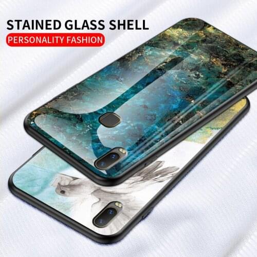 For VIVO Y11 2019 Case Luxury Marble Grain Hard Tempered Glass Protective Back Cover Case for vivo y11 2019 shell