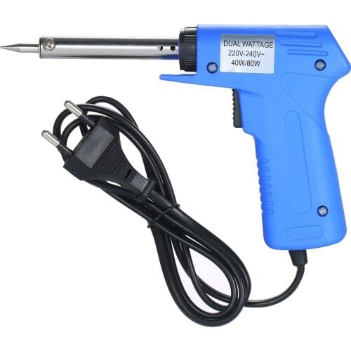 Double Power Electric Soldering Iron Gun type Electric Soldering Iron Power Adjustable Soldering Iron Gun Blue 40W/80W