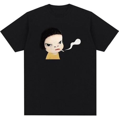 Yoshitomo Nara smoking Lovers Couple Style Fashion Cotton Short sleeve Streetwear Men T shirt New TEE TSHIRT Womens