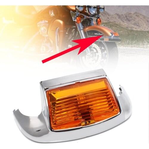 Chrome Motorcycle Amber Lens Front Fender Tip Light Lamp Edge LED For Harley FLSTC Heritage Softail Classic