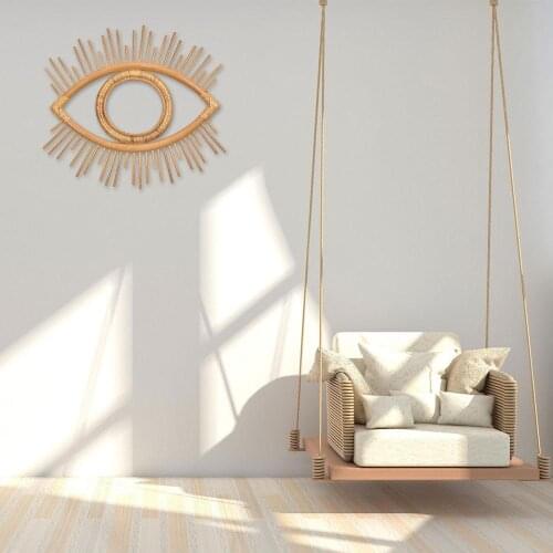 Innovative Rattan Crafts Wall Mirror Eye Mirror Frame Mirror Wall Hanging Frame Decoration Home Living Room Decorative