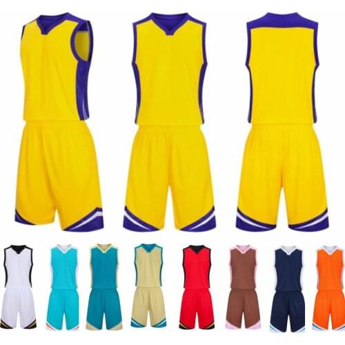 Men Basketball Jerseys Set Throwback Sport Clothing Kit College Team Tracksuit Blank Boys Basketball Jerseys Suit Uniforms Print
