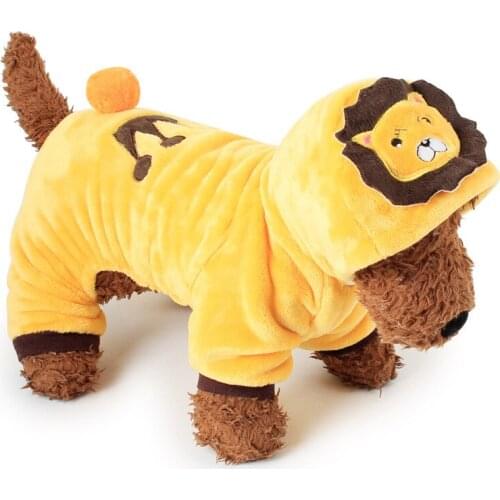 Coral Fleece Cartoon Animal Dog Cat Coat for Small Dogs Cats Winter Warm Hooded Jumpsuit Pajamas Puppy Jacket Clothing