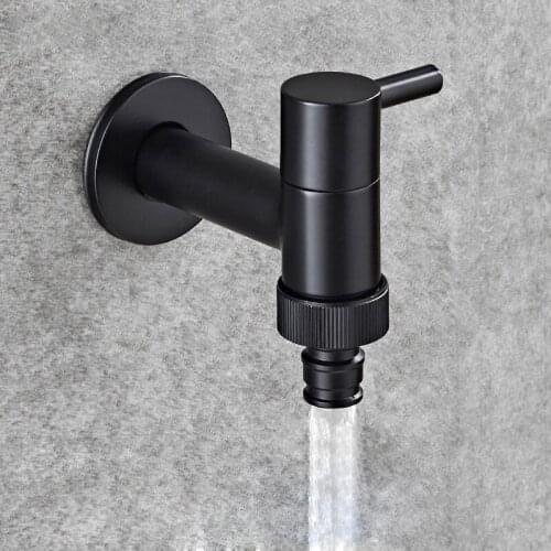 Washing machine faucet Copper bathroom corner faucet faucet single cold garden faucet black oil outdoor faucet small faucet