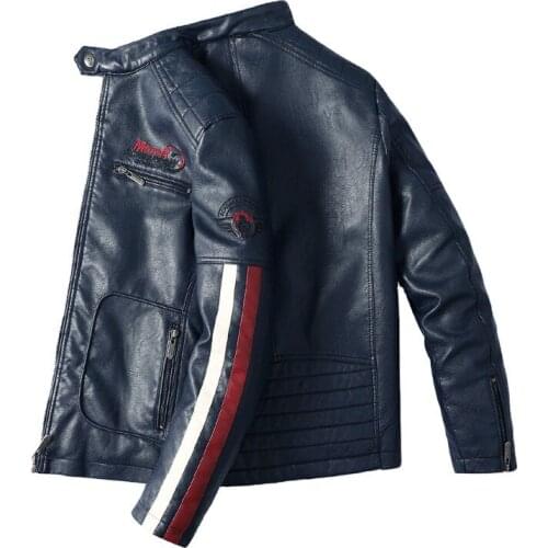 Men Motorcycle Leather Jackets Vintage Biker Leather Jacket Male Fashion Bomber Outwear 2021 Autumn Winter Zipper Faux PU Coat