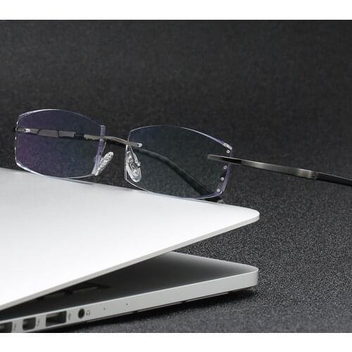 ZIROSAT 2952 Pure Titanium Rimless Men Eyeglasses Fashion Brand Designer Myopia Clear Optical Prescription Eyewear Frame