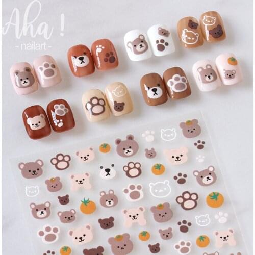 Nail Glue Stickers Ins Stars Moon Cartoon Rabbit Panda Flower Nail Decoration Decals Nail Sticker Animal Nail Art Decorations