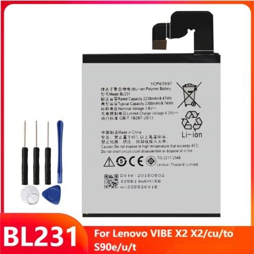 Original Replacement Phone Battery BL231 For Lenovo VIBE X2 X2/cu/to S90e/u/t Rechargable Batteries 2300mAh With Free Tools