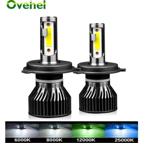 OVEHEL H11 Led Headlight Bulb H7 H4 H8 H9 9005 9006 HB3 HB4 H3 H1 Led Bulbs 6000K 12000LM Turbo Led Lamp Lens Car Light