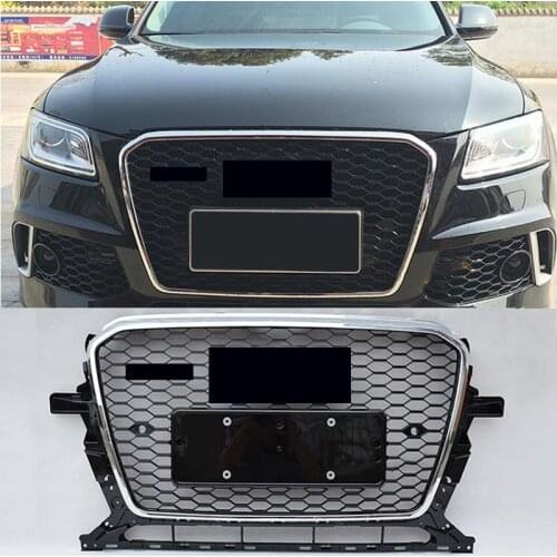 Front Honeycomb Upper Grille For Audi Q5 SQ5 2013 2014 2015 2016 RSQ5 Style+ Black Emblem
