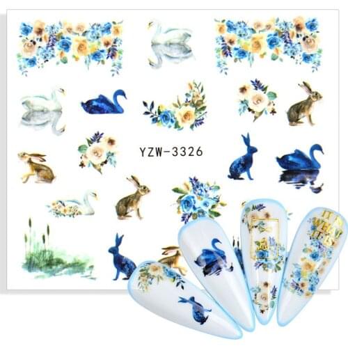 1 Sheet Flower Bouquet Design Water Decals Summer Floral Leaves Animal Transfer Nail Art Sticker For Nails Slider Decorations