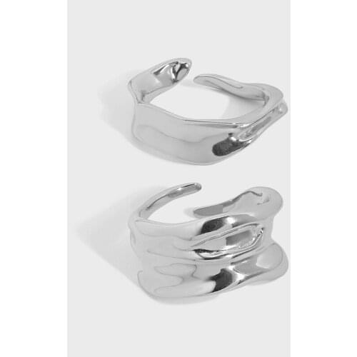 Authentic 925 Sterling Silver Fine Jewelry Irregular Geometric Ring C-096