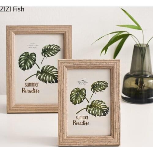 6/8 Inch Simple Wooden Photo Frame Bedside Desk Decoration Turtle Leaf Pictures Family Portrait Picture Frame Vintage Home Decor