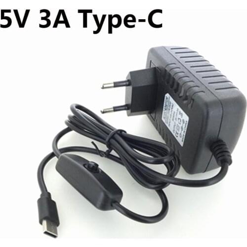 Raspberry Pi 4 Power Supply 5V 3A Type-C Power Adapter with ON/OFF Switch EU US AU UK USB-C Charger for Raspberry Pi 4 Model B