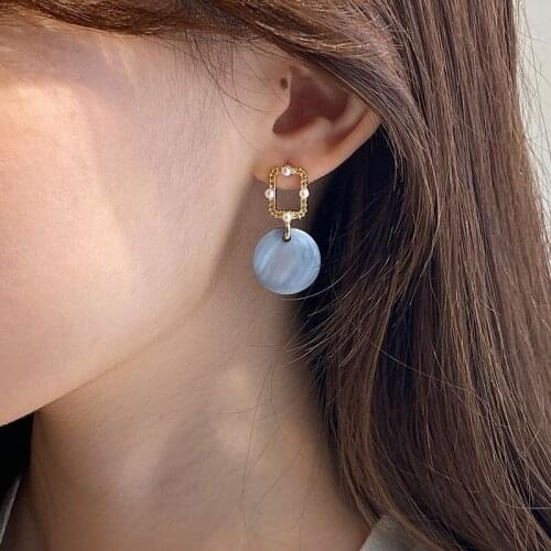 Besimpol Delicate Real 925 Sterling Silver Stud Earrings Baroque Style Pearl Round Opals Earrings For Women Simple Fine Jewelry