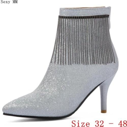 Spring Autumn High Heels Women Ankle Boots Woman Short Boots High Heel Shoes Small Plus Size 32 - 40 41 42 43 44 45 46 47 48