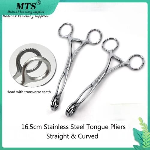 Tongue forceps 17cm stainless steel straight elbow tongue forceps dental oral surgery instruments