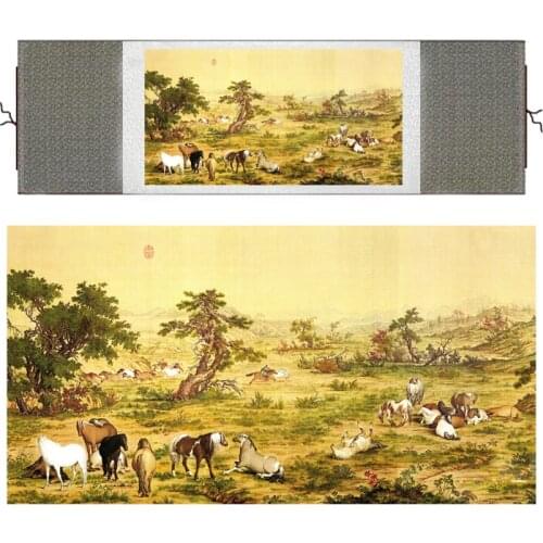 Horse silk painting Traditional Chinese art painting Horse art painting Silk scroll art painting Horse picture
