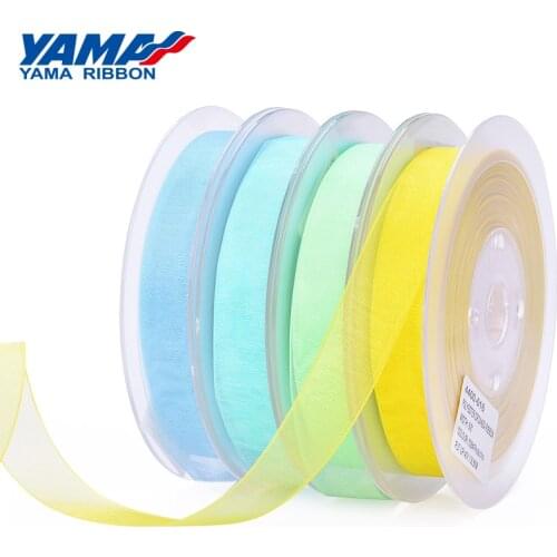 YAMA 9 13 16 19 mm Organza Silk Ribbons Packing Wedding DIY Decoration 200yards/Roll Green Yellow Brown Solid Color Sheer Ribbon