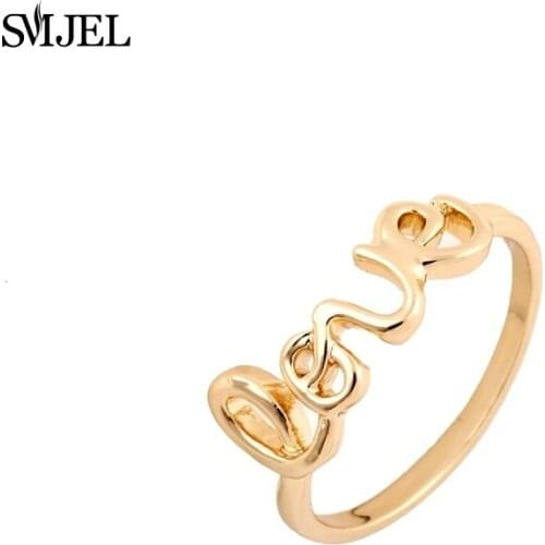 SMJEL 10 PCS/lot-R018 Wholesale Hot Fashion Exquisite Copper Love Letters Rings Friendship Bridesmaid Jewelry Gifts