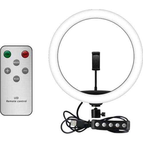 RGB LED Light With Cellphone Holder Remote Controller Dimmable 10 Brightness LED Light Lamp Clip-On For Video Live Stream