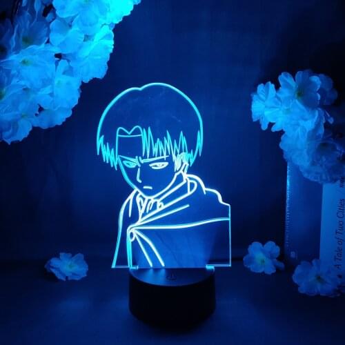 LED Light Attack on Titan Anime Avatar Levi Ackerman Acrylic Night Lamp RGB Flashing Cool Gift 3D Light Children Bedroom Decor